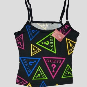 Guess neon triangle logo print tank top. Large
